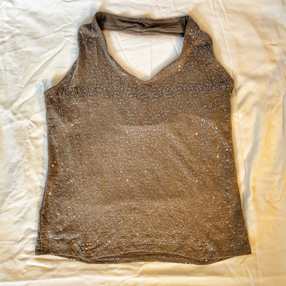 Inc grey sequin halter top
